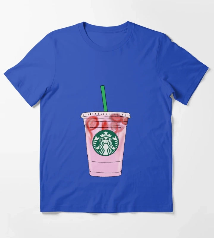 Pink Drink Illustration T-Shirt Blue