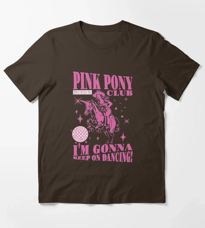 Pink Pony Club Im Gonna Keep On Dancing T-Shirt Brown