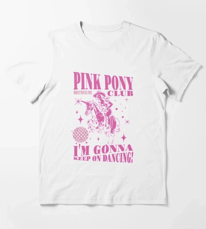 Pink Pony Club Im Gonna Keep On Dancing T-Shirt White