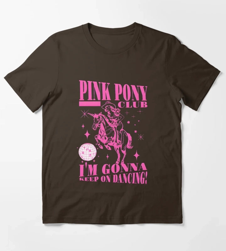 Pink Pony Club Keep On Dancing T-Shirt Brown