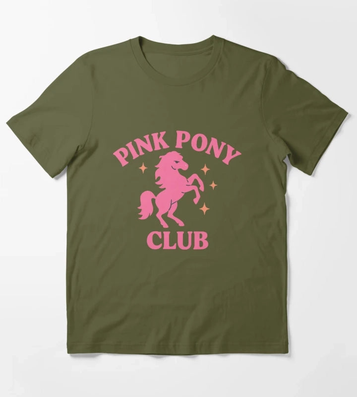 Pink Pony Club Retro Glitter Rodeo Tee T-Shirt Olive Green