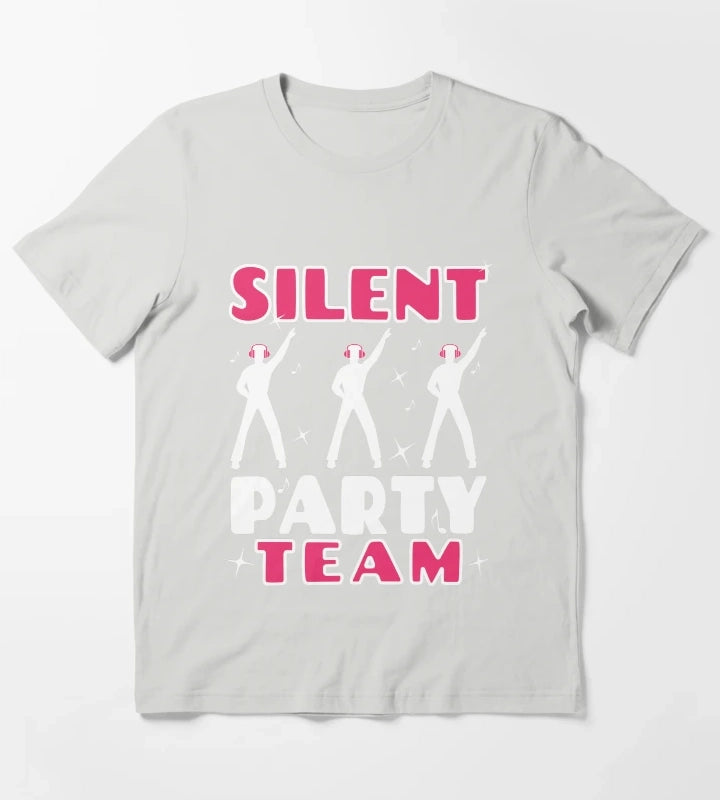 Pink Silent Party Team T-Shirt Light Grey