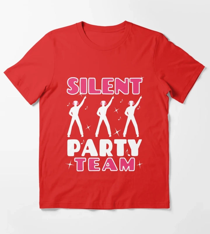 Pink Silent Party Team T-Shirt Red
