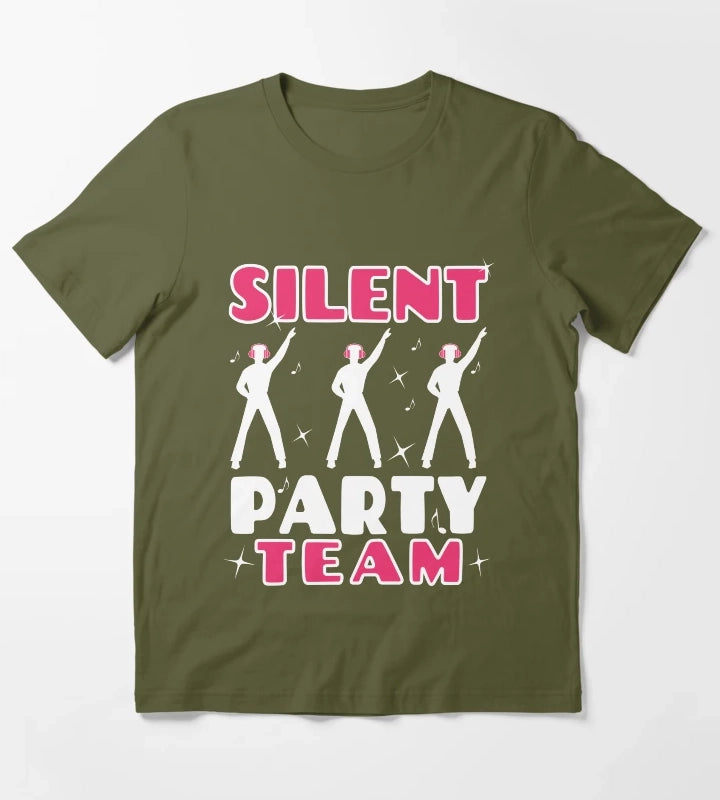 Pink Silent Party Team T-Shirt Olive Green
