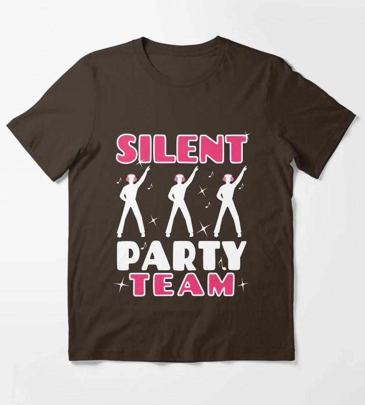 Pink Silent Party Team T-Shirt Brown
