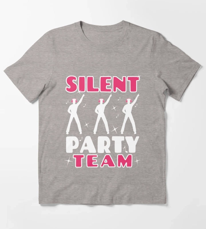 Pink Silent Party Team T-Shirt Heather Grey