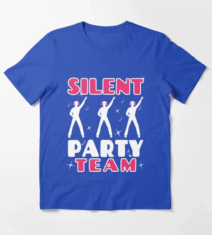 Pink Silent Party Team T-Shirt Blue