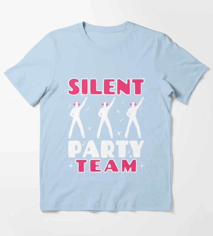 Pink Silent Party Team T-Shirt Sky Blue