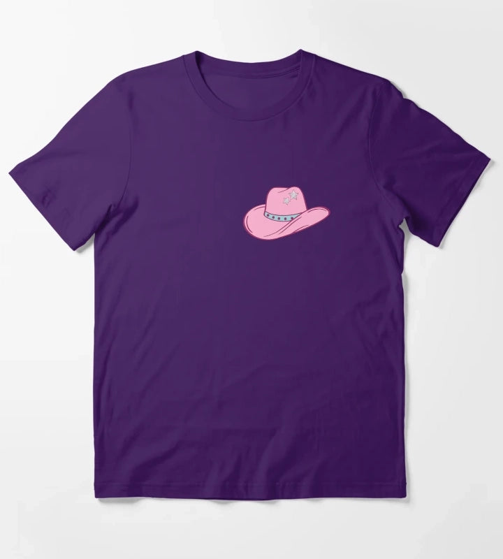 Pink Star Cowgirl Hat T-Shirt Purple