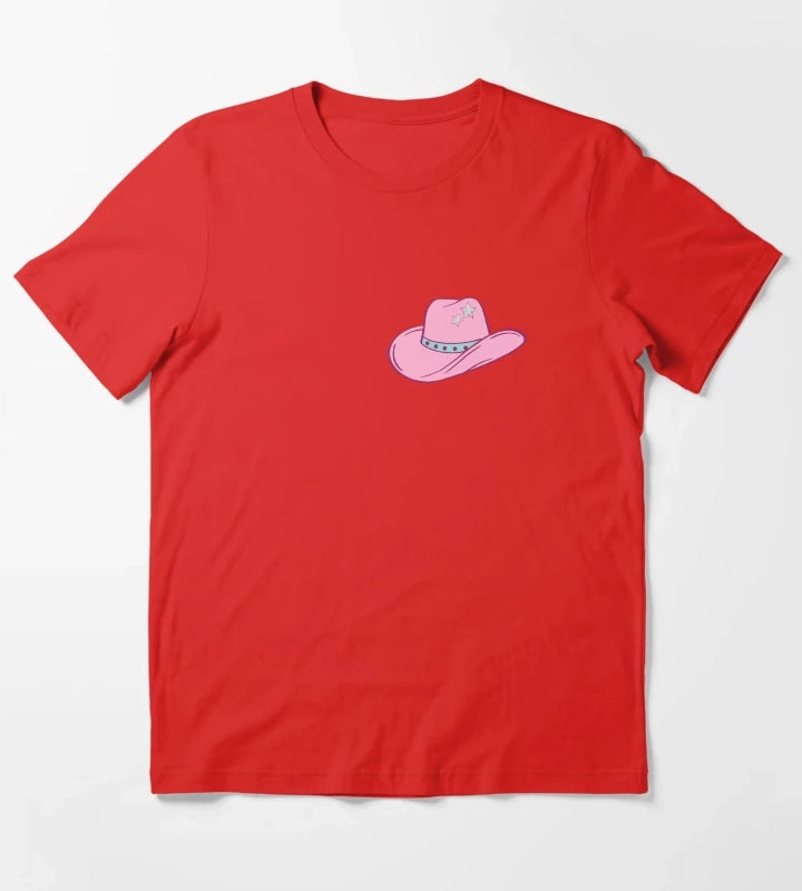 Pink Star Cowgirl Hat T-Shirt Red
