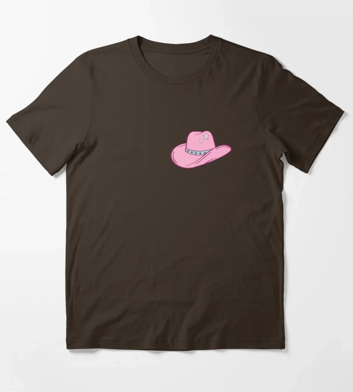 Pink Star Cowgirl Hat T-Shirt Brown