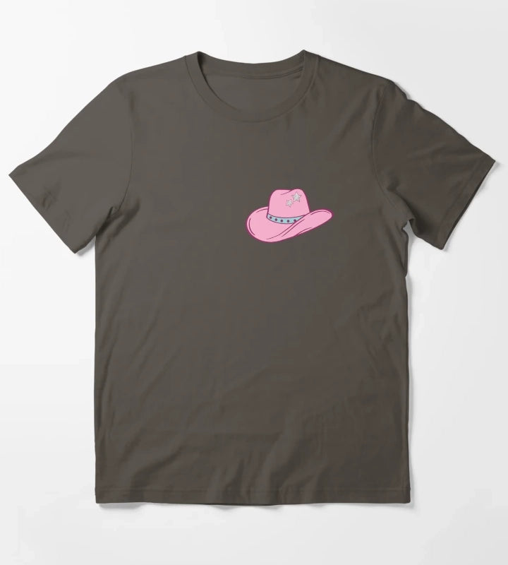 Pink Star Cowgirl Hat T-Shirt Dark Grey