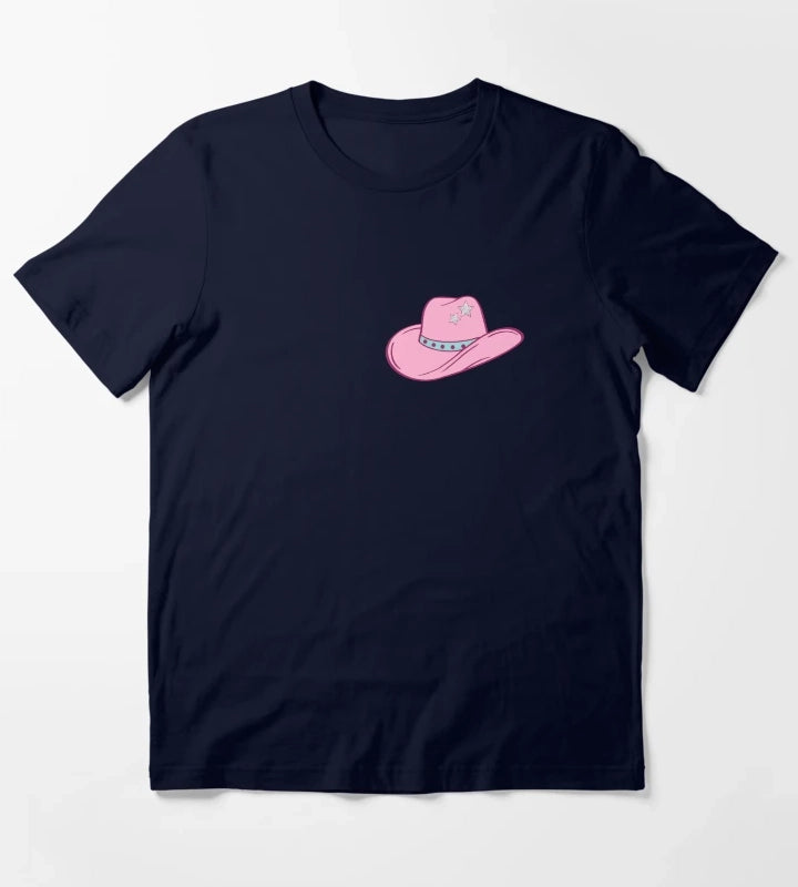 Pink Star Cowgirl Hat T-Shirt Navy