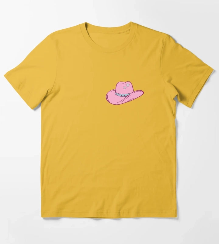 Pink Star Cowgirl Hat T-Shirt Yellow
