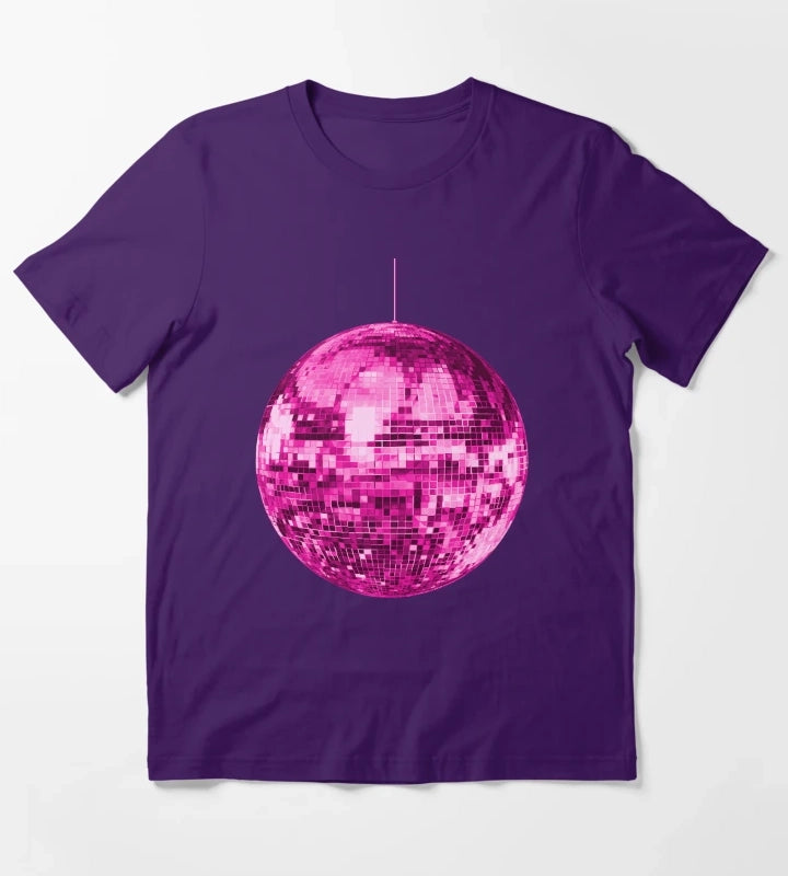 Pink Vintage Sparkling Disco Ball T-Shirt Purple