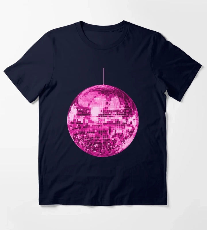 Pink Vintage Sparkling Disco Ball T-Shirt Navy