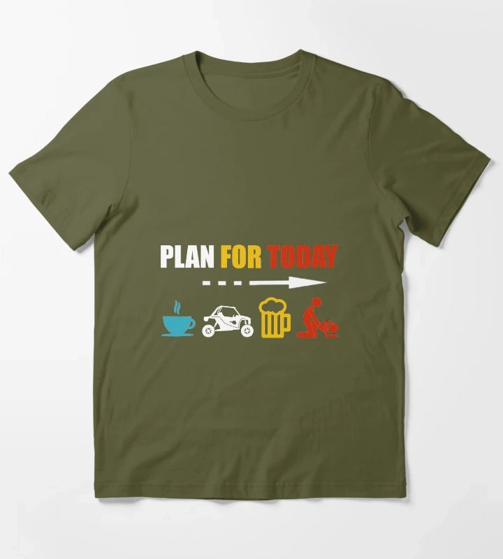 Plan For Today Coffee SXS Beer Get Lucky T-Shirt Olive Green