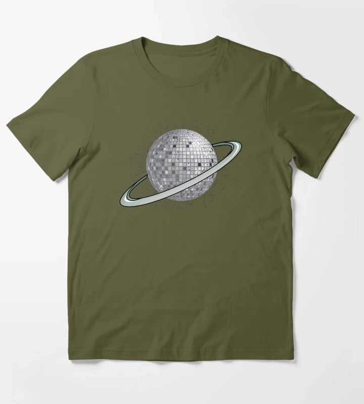 Planet disco ball in the solar system T-Shirt Olive Green