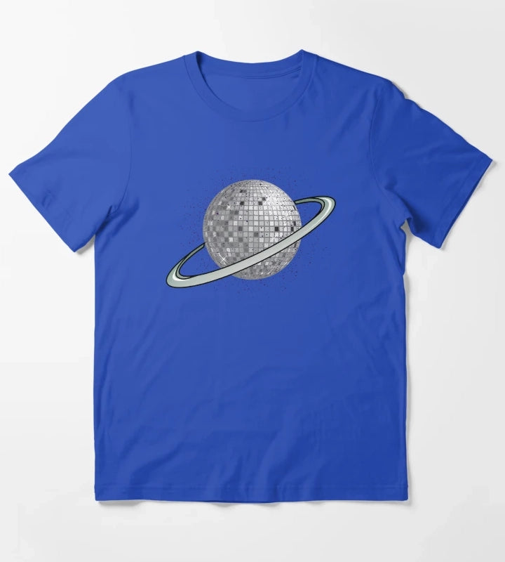 Planet disco ball in the solar system T-Shirt Blue