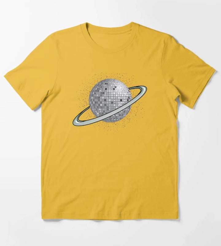 Planet disco ball in the solar system T-Shirt Yellow