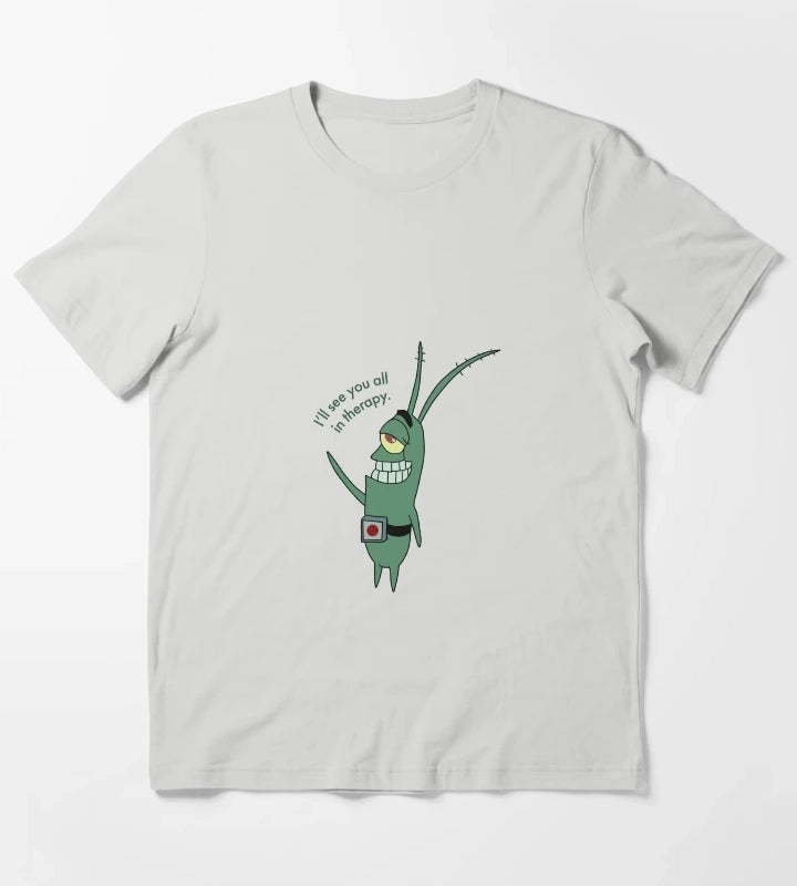 Plankton Ill See You All in Therapy T-Shirt Light Grey