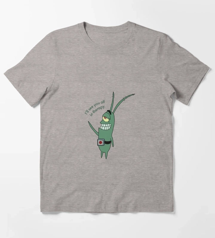 Plankton Ill See You All in Therapy T-Shirt Heather Grey
