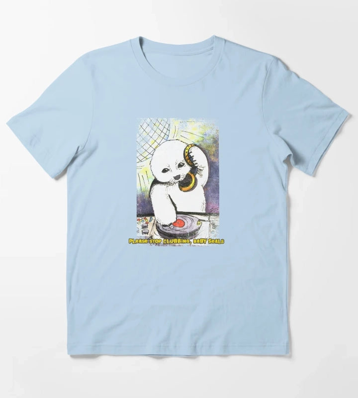 Please Stop Clubbing Baby Seals T-Shirt Sky Blue