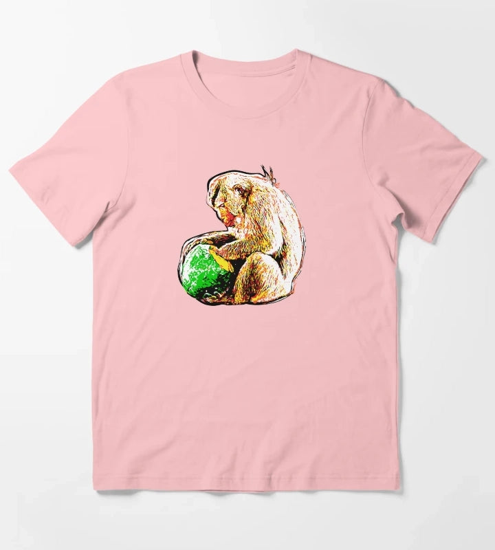Pop Art Macaque Eating a Monkey T-Shirt Dark Grey
