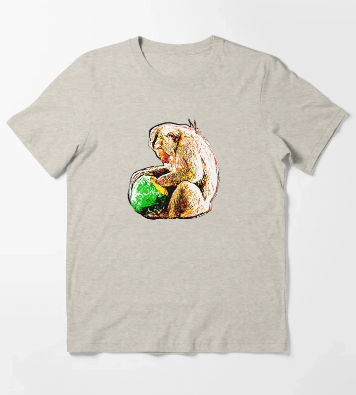 Pop Art Macaque Eating a Monkey T-Shirt Cream