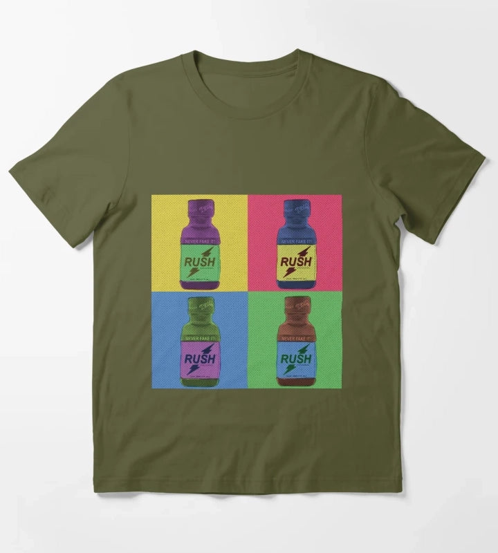 Poppers Pop Art Amyl T-Shirt Olive Green