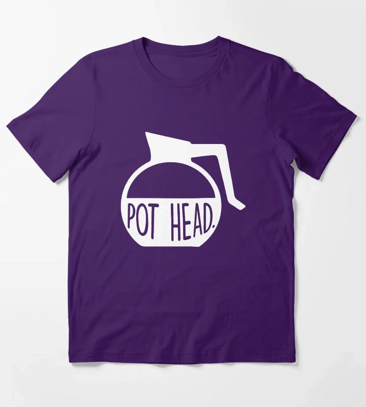 Pot Head Coffee Addict Art T-Shirt Purple