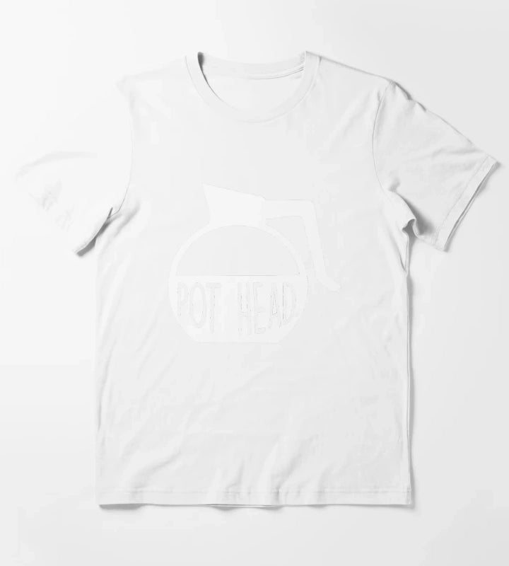 Pot Head Coffee Addict Art T-Shirt White