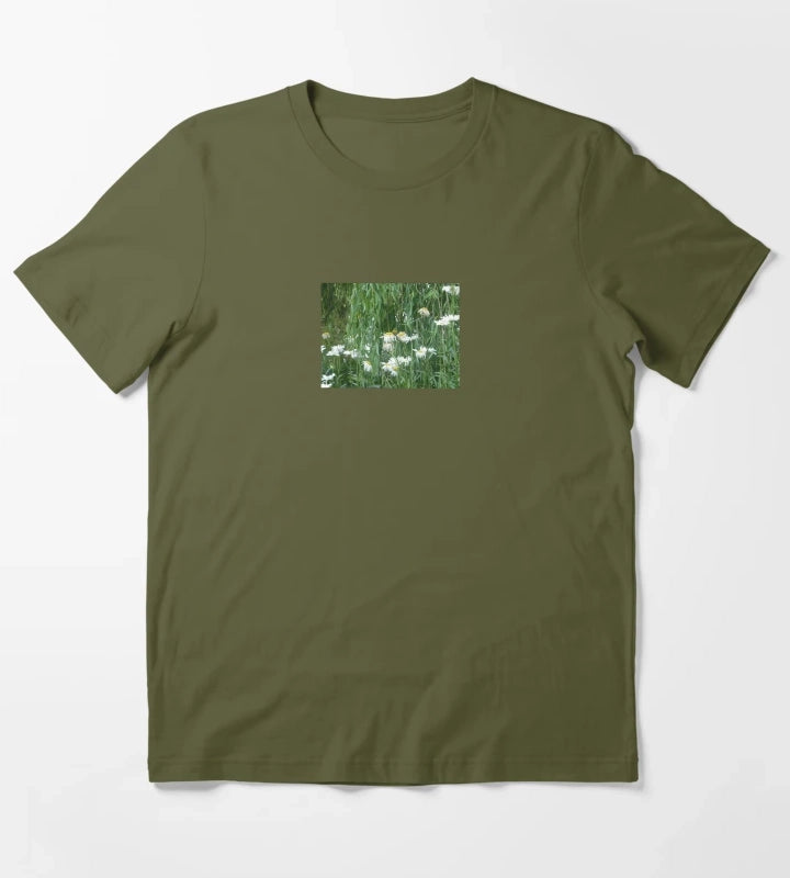 Pouring Flowers T-Shirt Olive Green