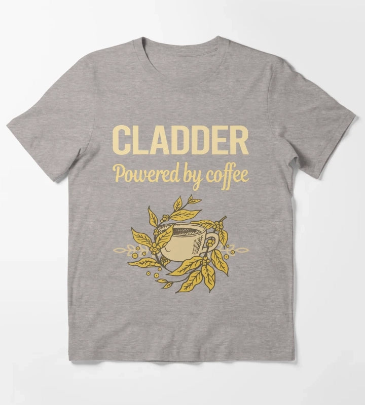 Powered By Coffee Cladder T-Shirt Heather Grey