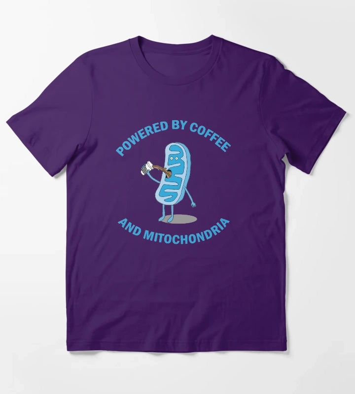 Powered By Coffee and Mitochondria T-Shirt Purple