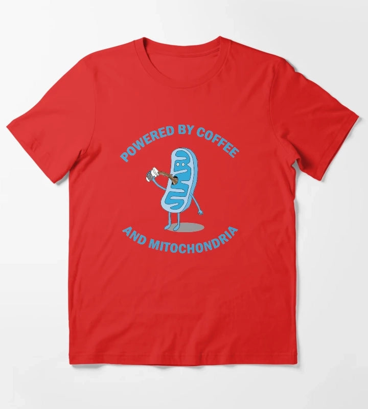 Powered By Coffee and Mitochondria T-Shirt Red