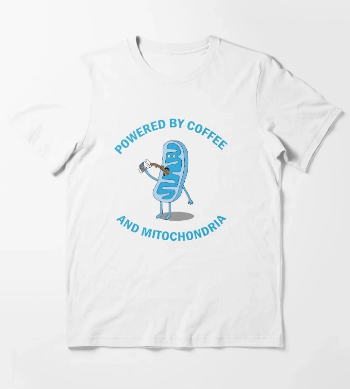 Powered By Coffee and Mitochondria T-Shirt White