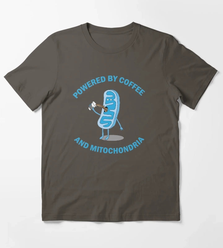 Powered By Coffee and Mitochondria T-Shirt Dark Grey