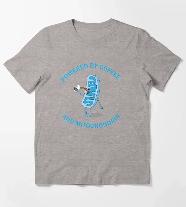 Powered By Coffee and Mitochondria T-Shirt Heather Grey