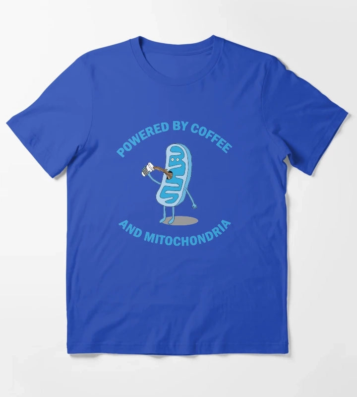 Powered By Coffee and Mitochondria T-Shirt Blue