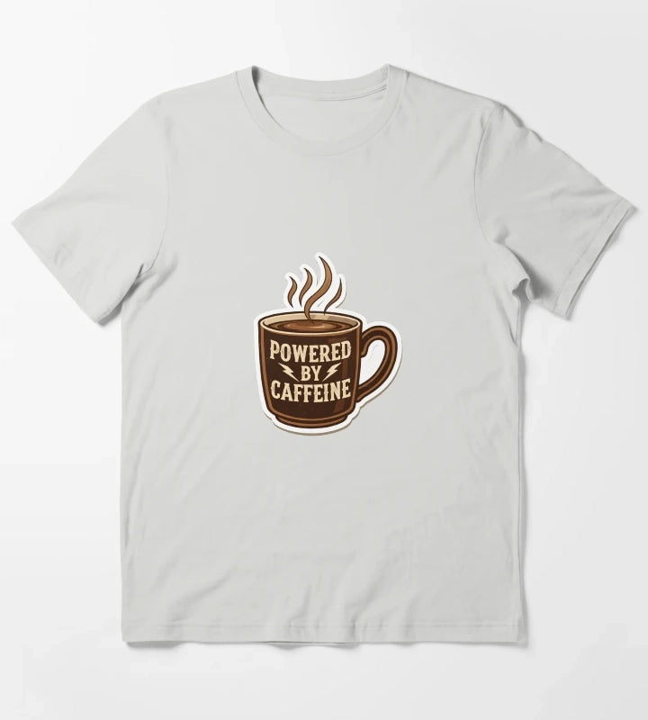 Powered by Caffeine Coffee Lover T-Shirt Light Grey