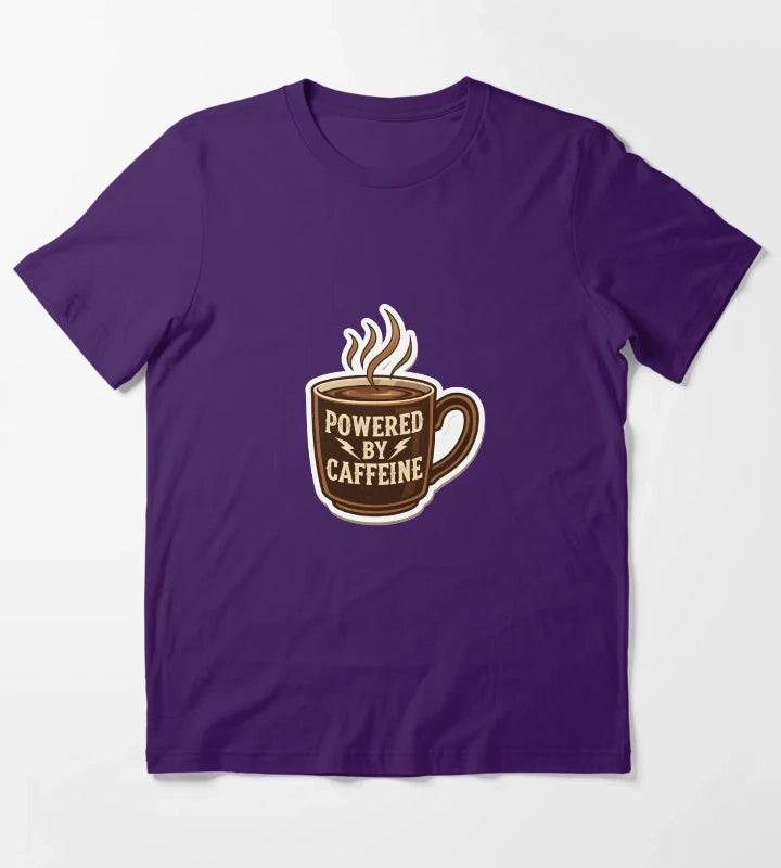 Powered by Caffeine Coffee Lover T-Shirt Purple