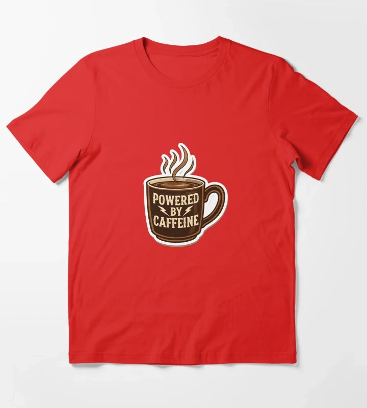 Powered by Caffeine Coffee Lover T-Shirt Red
