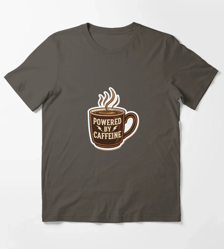 Powered by Caffeine Coffee Lover T-Shirt Dark Grey