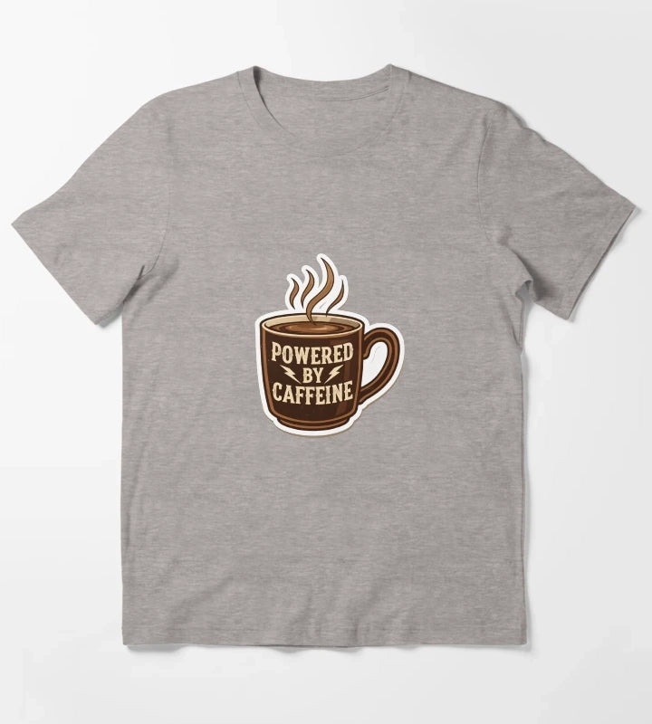 Powered by Caffeine Coffee Lover T-Shirt Heather Grey