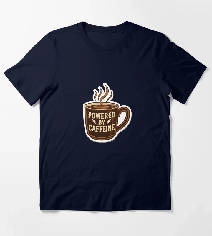 Powered by Caffeine Coffee Lover T-Shirt Navy