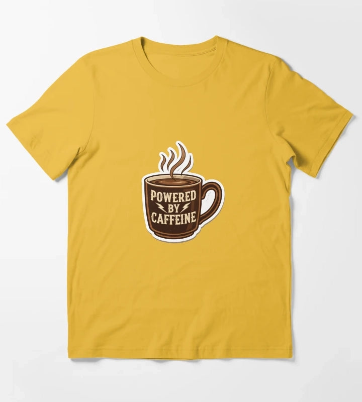 Powered by Caffeine Coffee Lover T-Shirt Yellow