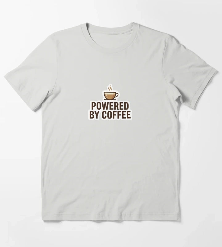 Powered by Coffee Cute Coffee Lover Sticker T-Shirt Light Grey