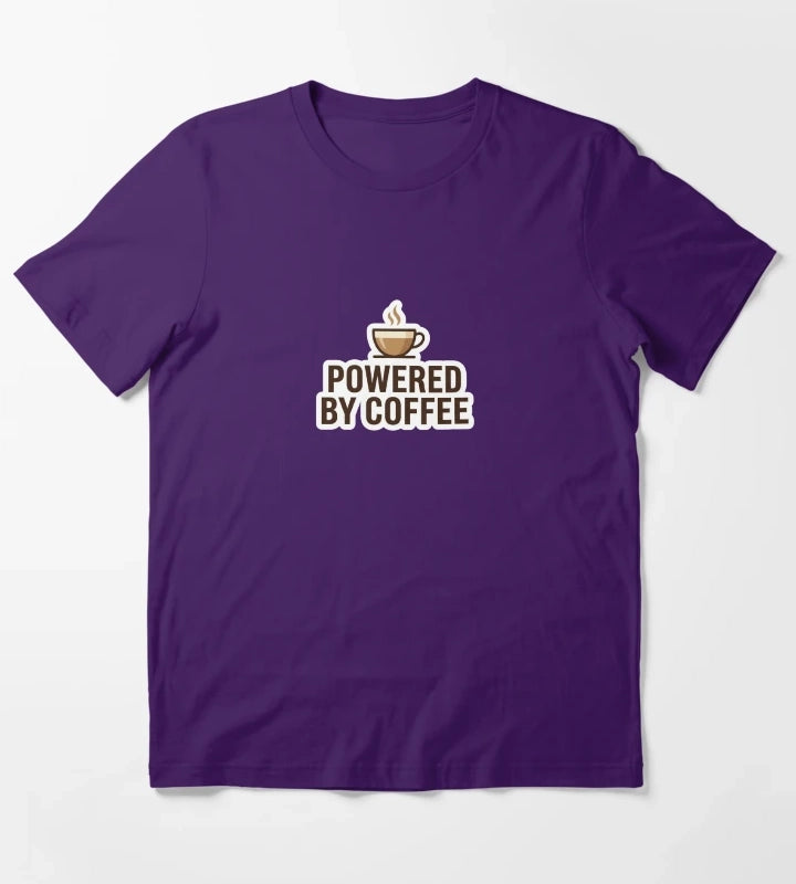 Powered by Coffee Cute Coffee Lover Sticker T-Shirt Purple
