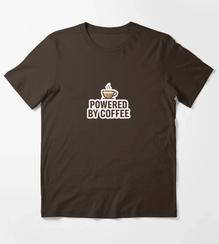 Powered by Coffee Cute Coffee Lover Sticker T-Shirt Brown